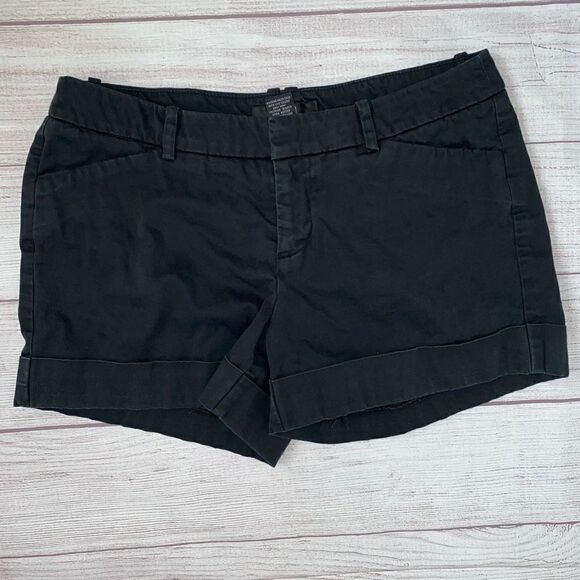 Mossimo stretch cotton blend black chino cuffed shorts sz 4 women - Picture 1 of 6